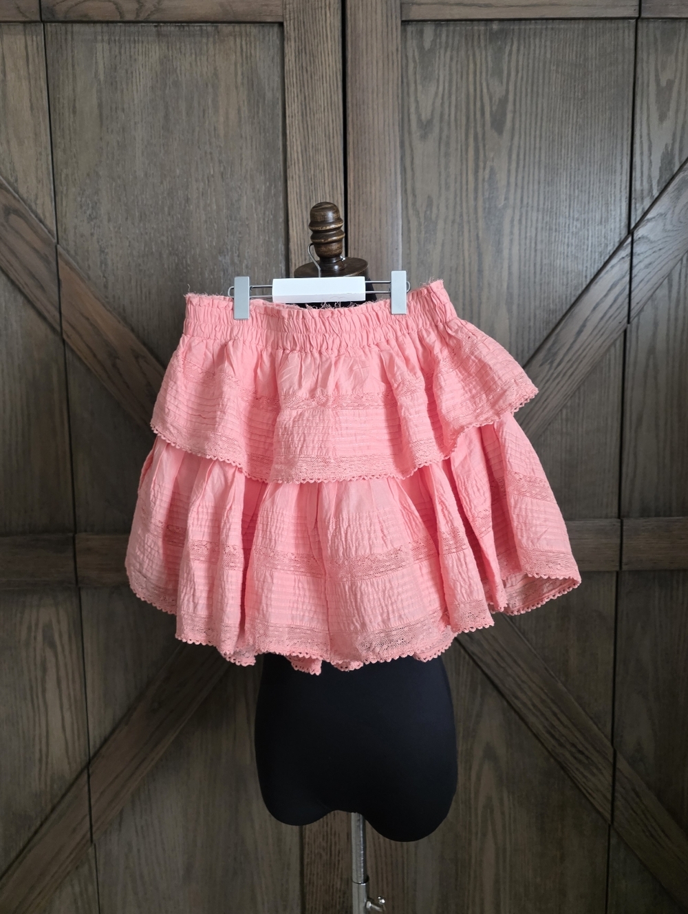 NWT LoveShackFancy Coral Pink Tiered Skirt